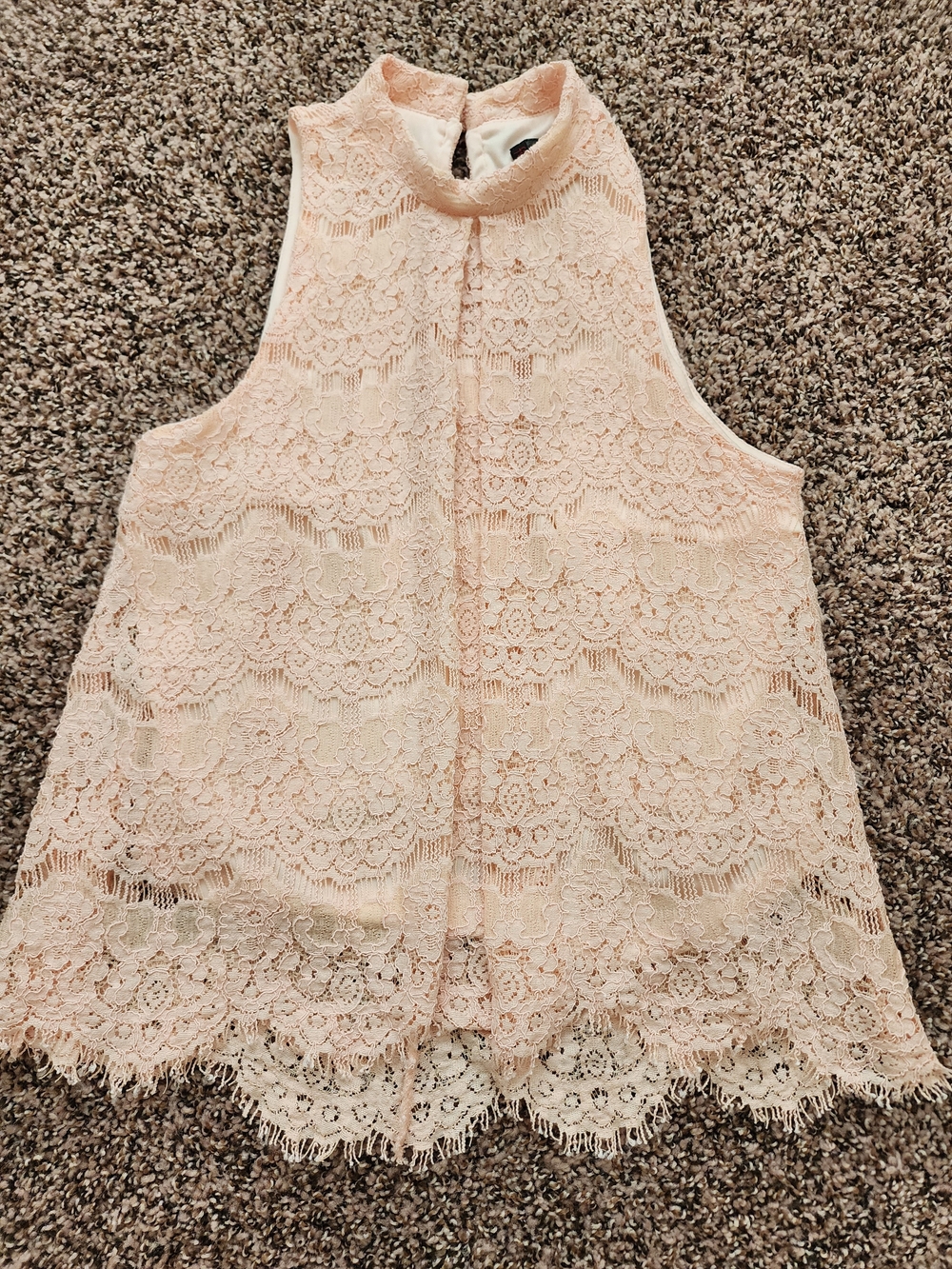 Fire Los Angeles Blush Lace Mock Neck Blouse